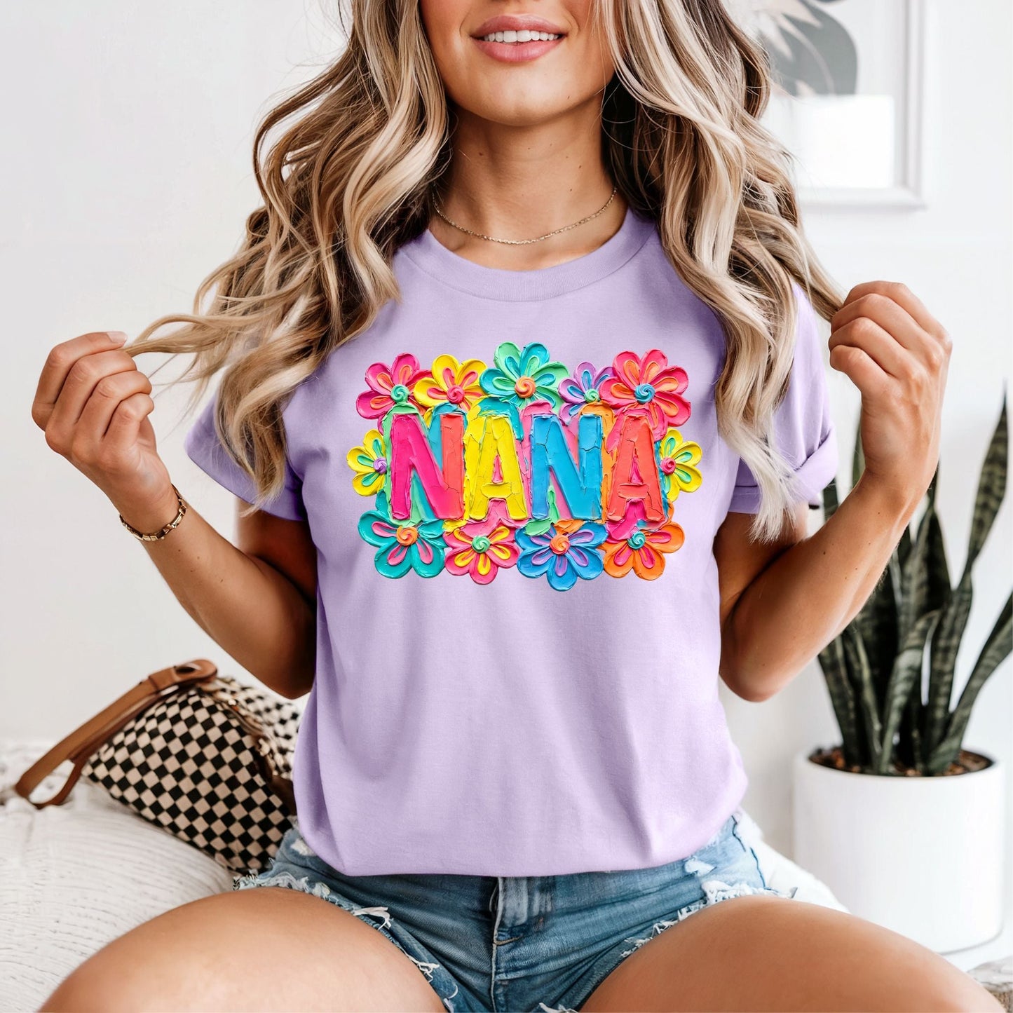 Painted Floral Nana Tshirt - Like A Duchess