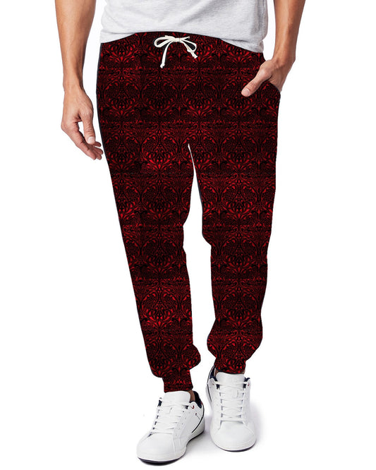 VDAY BATCH-BLACK & RED DAMASK LEGGINGS AND JOGGERS - Like A Duchess
