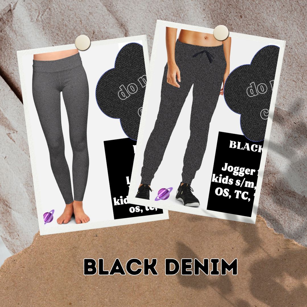 BLACK DENIM- DENIM PATTERN RUN - LEGGING/CAPRI - Like A Duchess