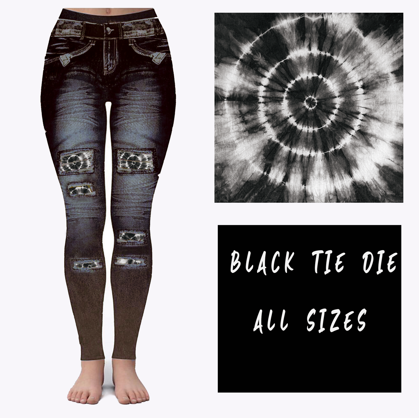 LEGGING JEAN RUN-BLACK TIE DYE (ACTIVE BACK POCKETS) - Like A Duchess