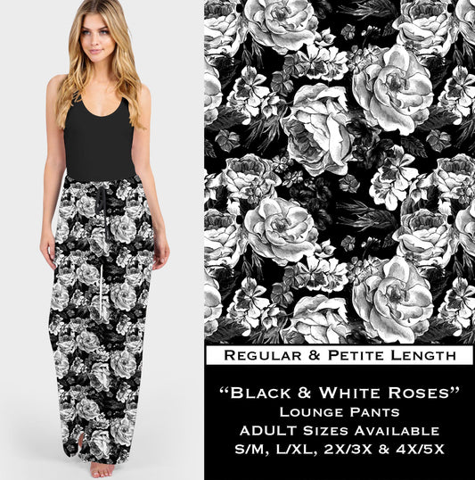 Black & White Roses - Lounge Pants - Like A Duchess