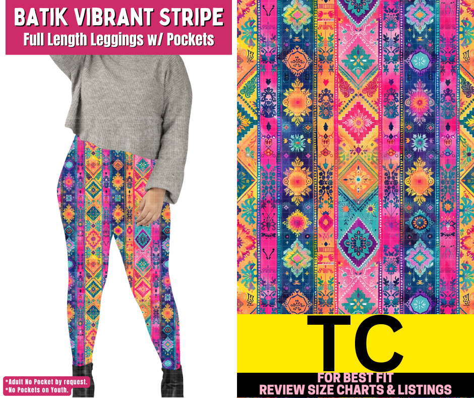 Batik Vibrant Stripe Full Length Leggings w/ Pockets - Like A Duchess