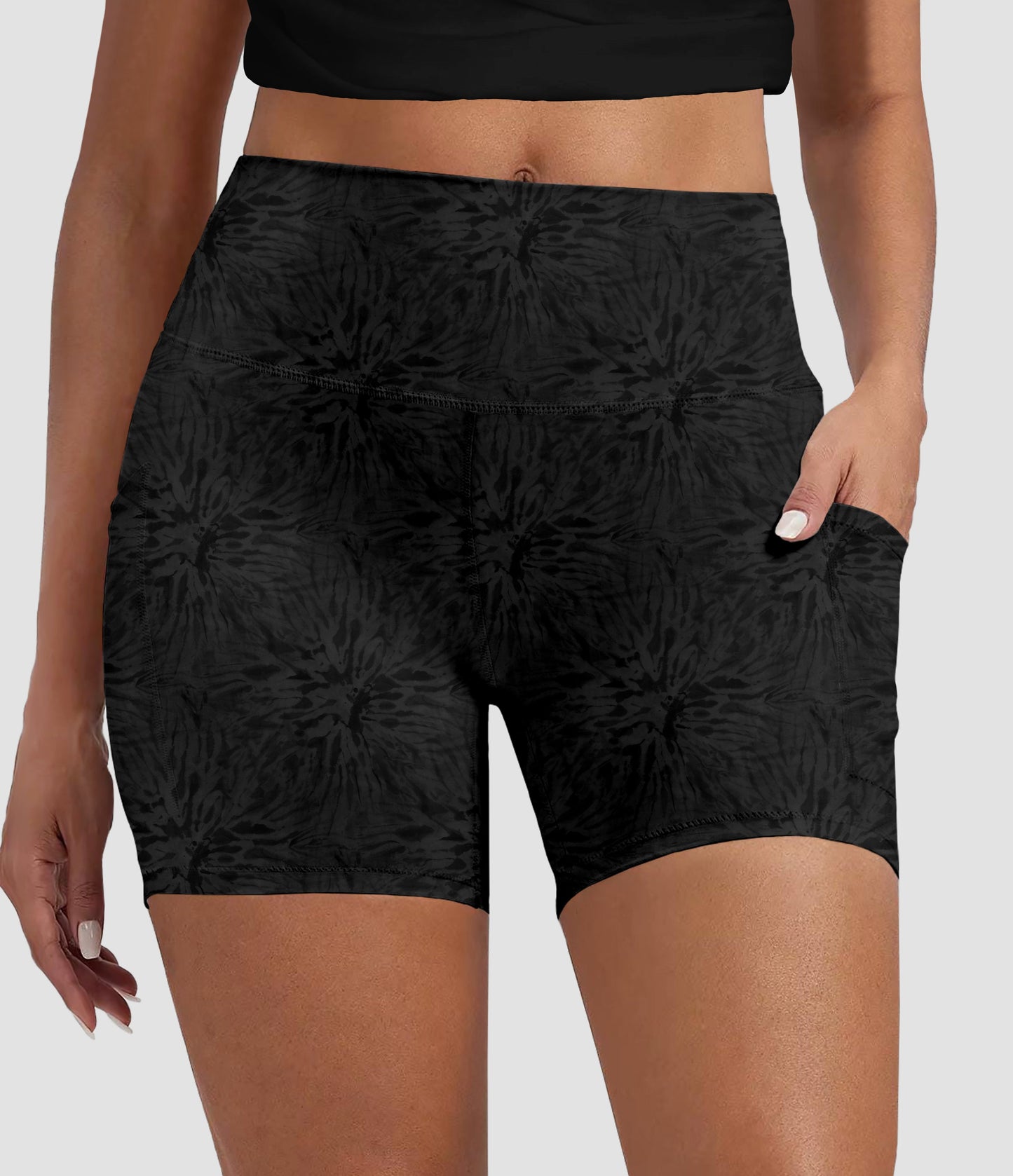RTS - Black Tie Dye Biker Shorts with Pockets - Like A Duchess