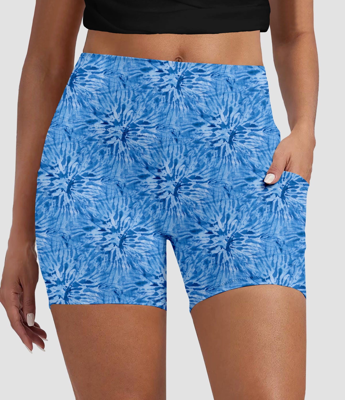 RTS - Blue Tie Dye Biker Shorts with Pockets - Like A Duchess