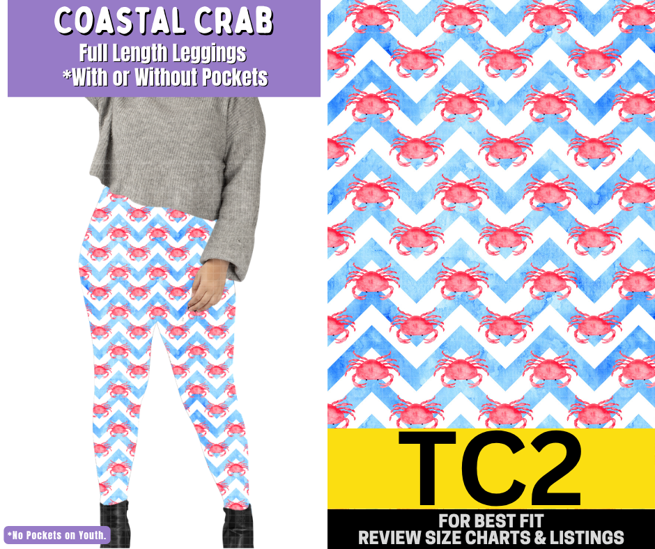 Coastal Crab Full Length Leggings w/ Pockets - Like A Duchess