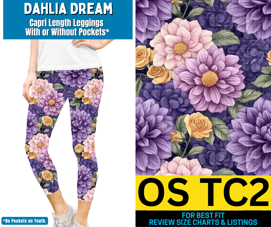 Dahlia Dream Capri Length Leggings w/ Pockets - Like A Duchess