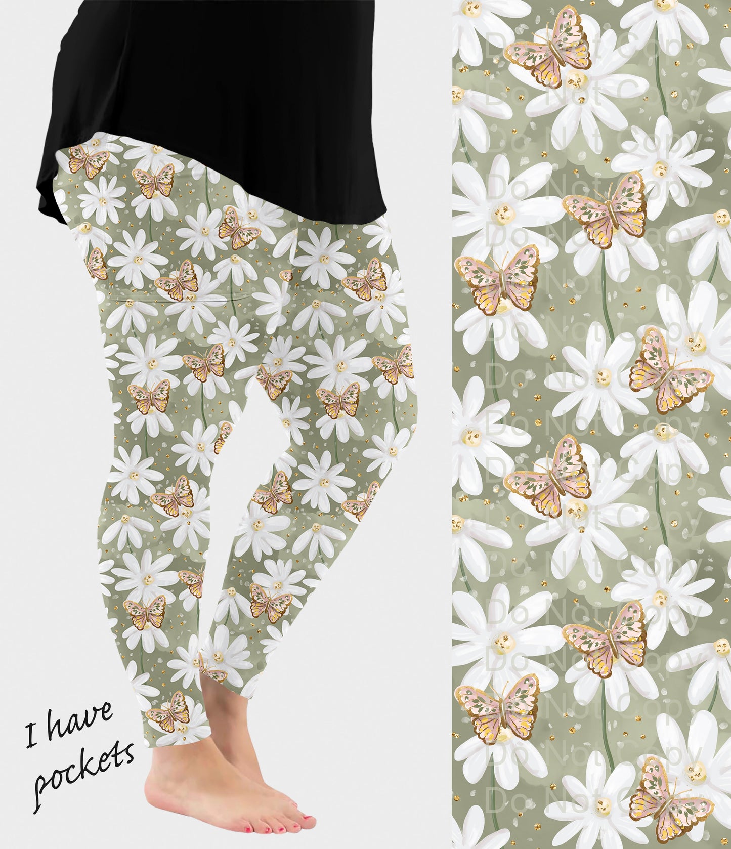 RTS - Daisy Butterfly Leggings w/ Pockets - Like A Duchess