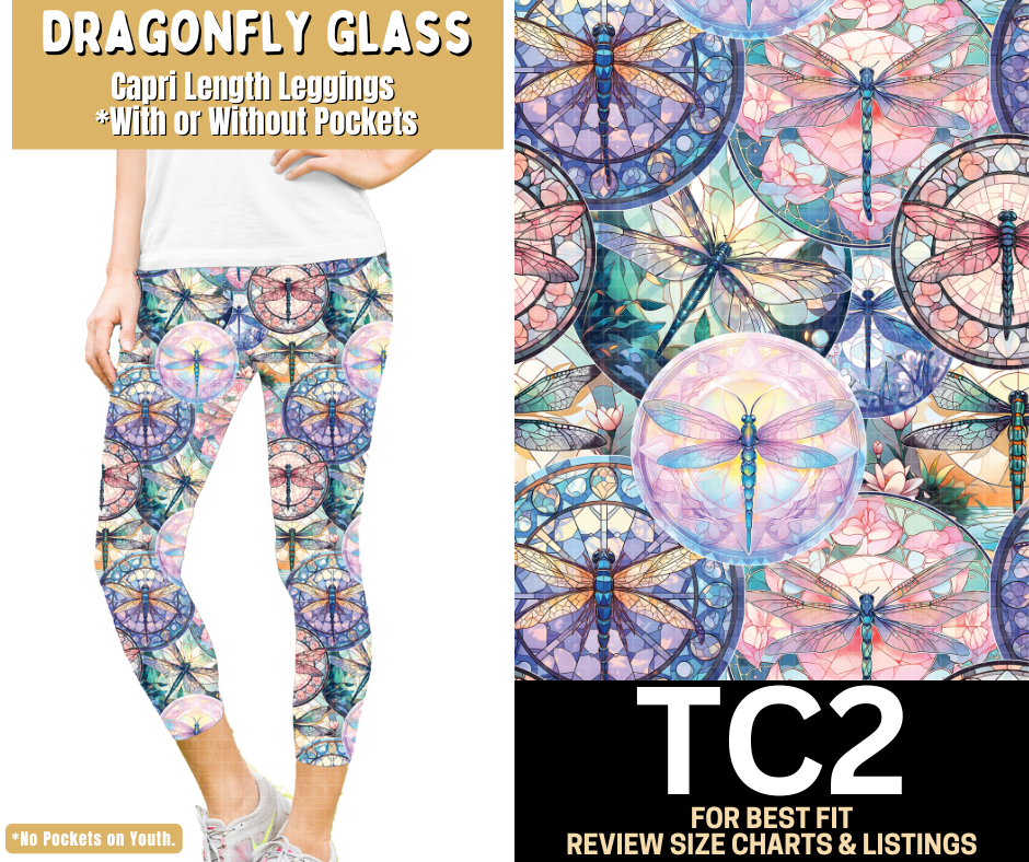 Dragonfly Glass Capri Length Leggings w/ Pockets - Like A Duchess