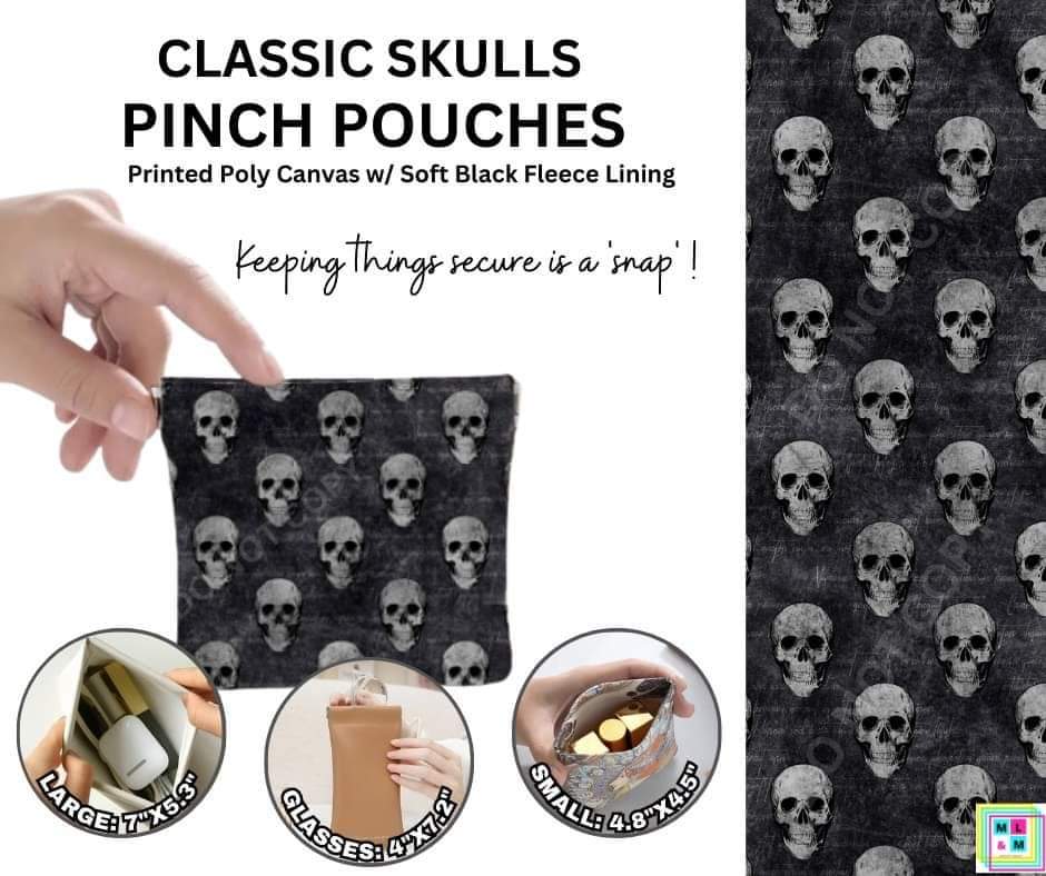 Classic Skulls Pinch Pouches in 3 Sizes - Like A Duchess