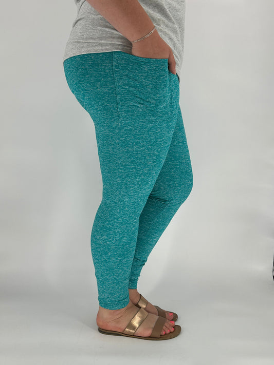 Teal Fleece Leggings w/ Pockets - Like A Duchess