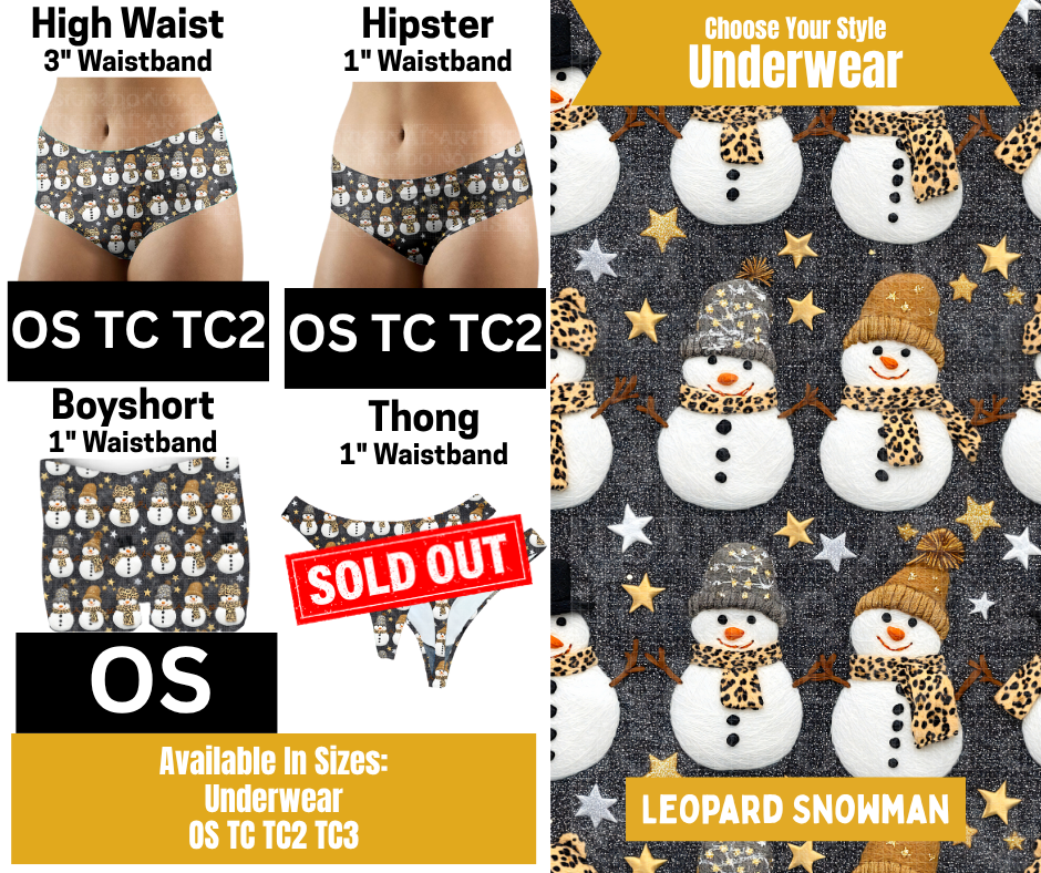 Leopard Snowmen Hipster, High Waist, Boyshort Underwear - Like A Duchess