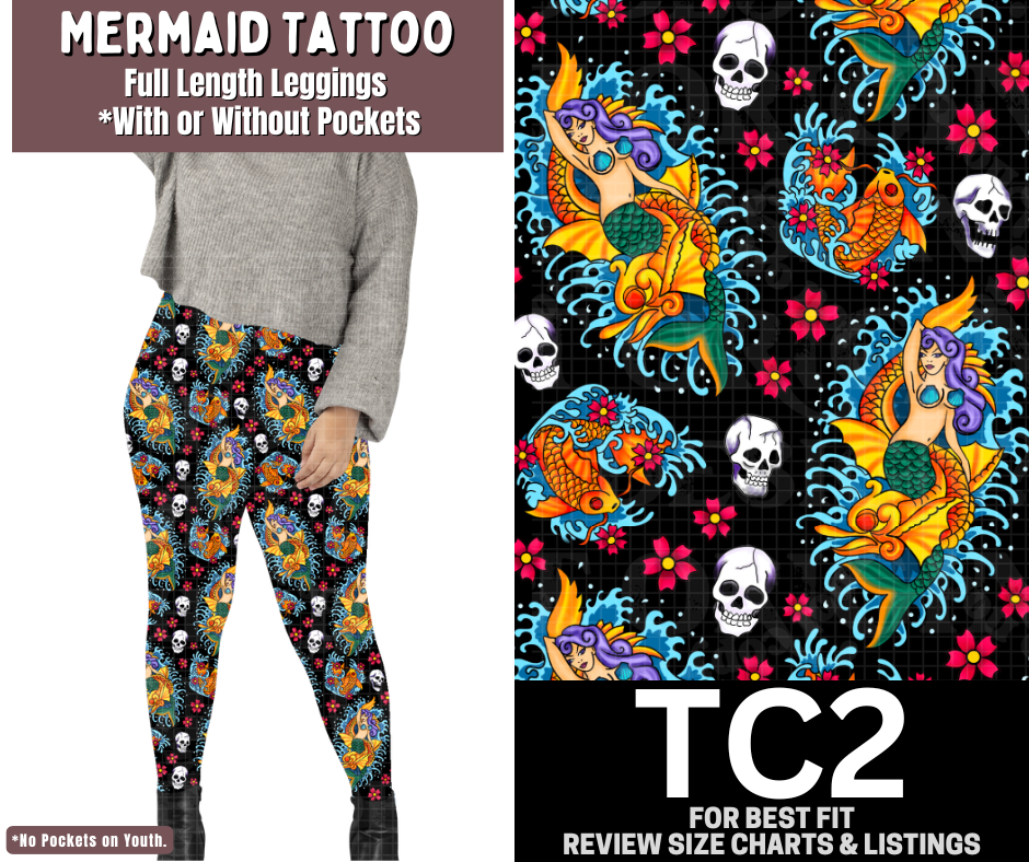 Mermaid Tattoo Full Length Leggings w/ Pockets - Like A Duchess