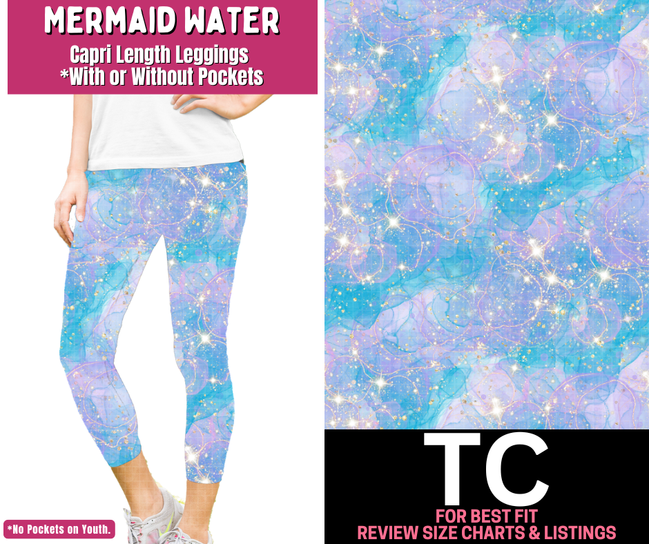 Mermaid Water Capri Length Leggings w/ Pockets - Like A Duchess