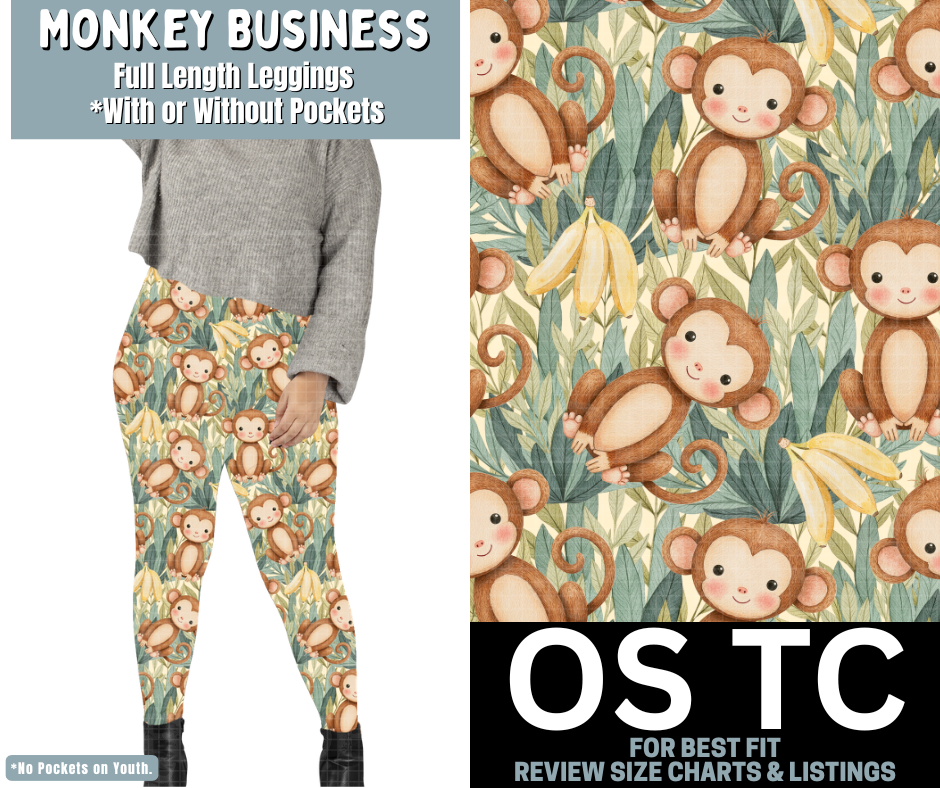 Monkey Business Full Length Leggings w/ Pockets - Like A Duchess
