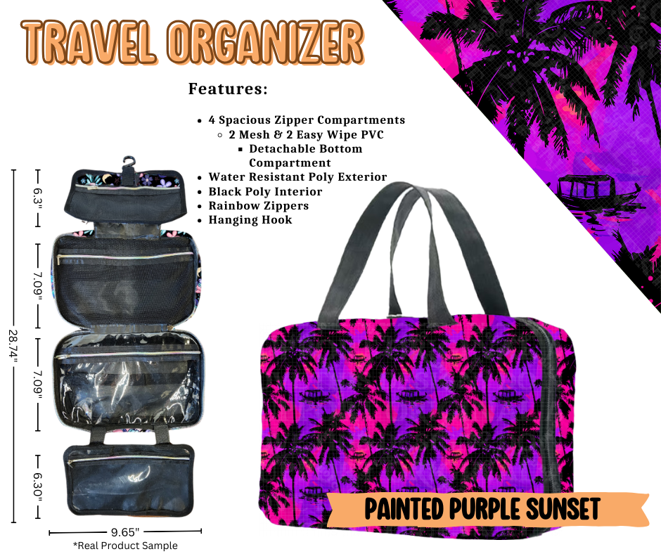 Painted Purple Sunset Travel Organizer - Like A Duchess