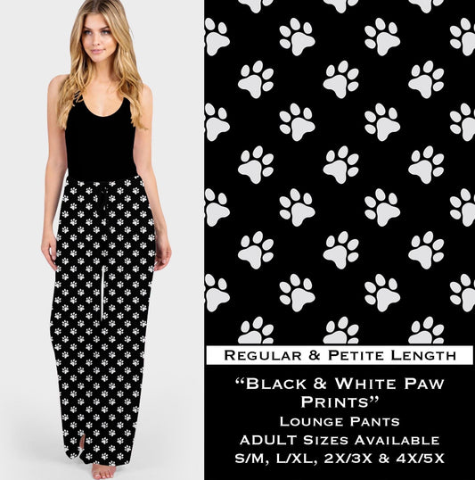 Black & White Paw Prints Lounge Pants - Like A Duchess