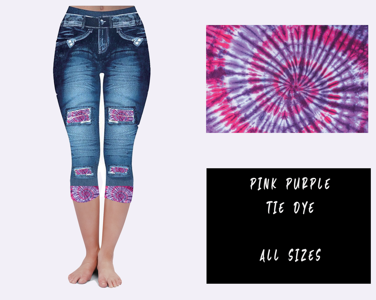LEGGING JEAN RUN-PINK PURPLE TIE DYE (ACTIVE BACK POCKETS) - Like A Duchess