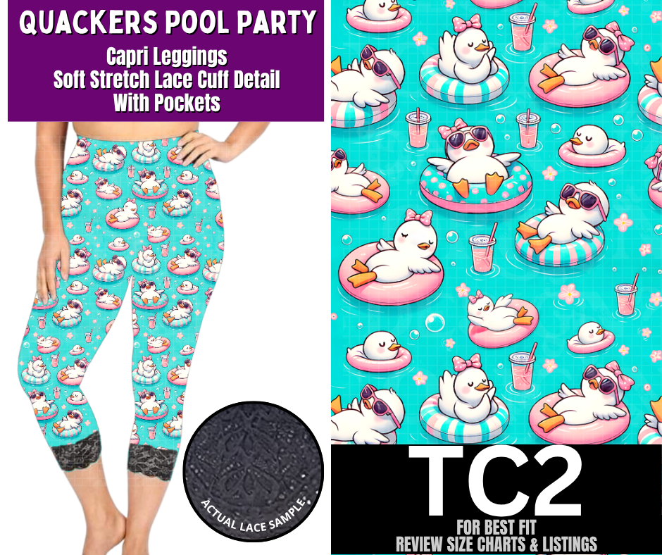 Quackers Pool Party Lace Cuff Capris w/ Pockets - Like A Duchess