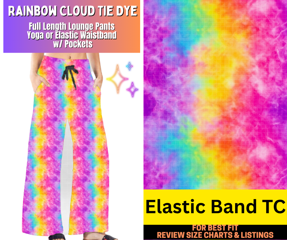 Rainbow Cloud Tie Dye Lounge Pants Choose Fleece or Traditional - Like A Duchess