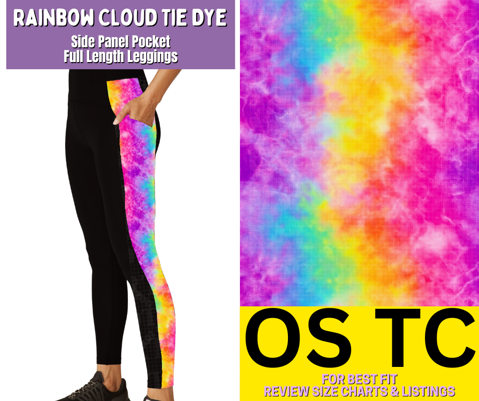 Rainbow Cloud Tie Dye Side Panel Pocket Full Length Leggings - Like A Duchess