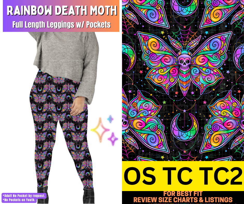 Rainbow Death Moth Full Length Leggings w/ Pockets - Like A Duchess