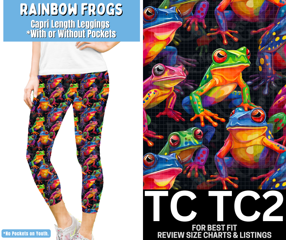 Rainbow Frogs Capri Length Leggings w/ Pockets - Like A Duchess