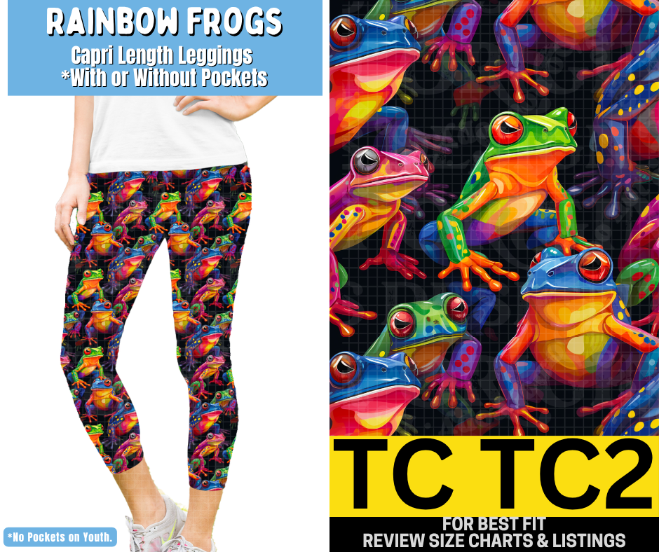 Rainbow Frogs Capri Length Leggings w/ Pockets - Like A Duchess