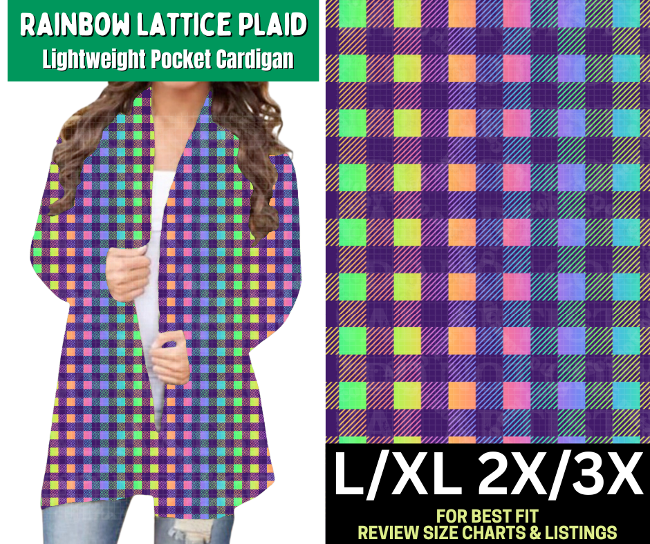 Rainbow Lattice Plaid Pocket Cardigan - Like A Duchess