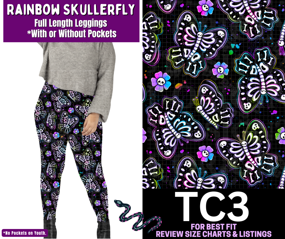Rainbow Skullerfly Full Length Leggings w/ Pockets - Like A Duchess