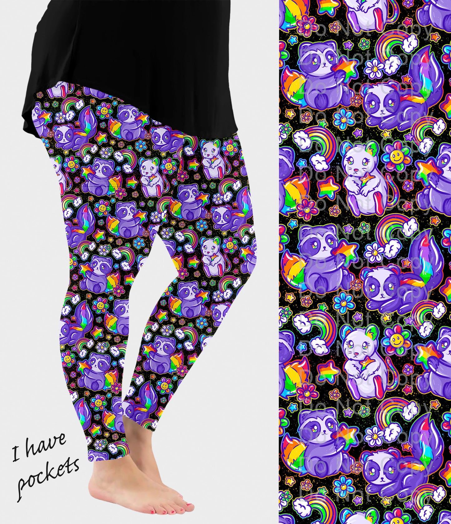 RTS - Rainbow Critters Leggings w/ Pockets - Like A Duchess