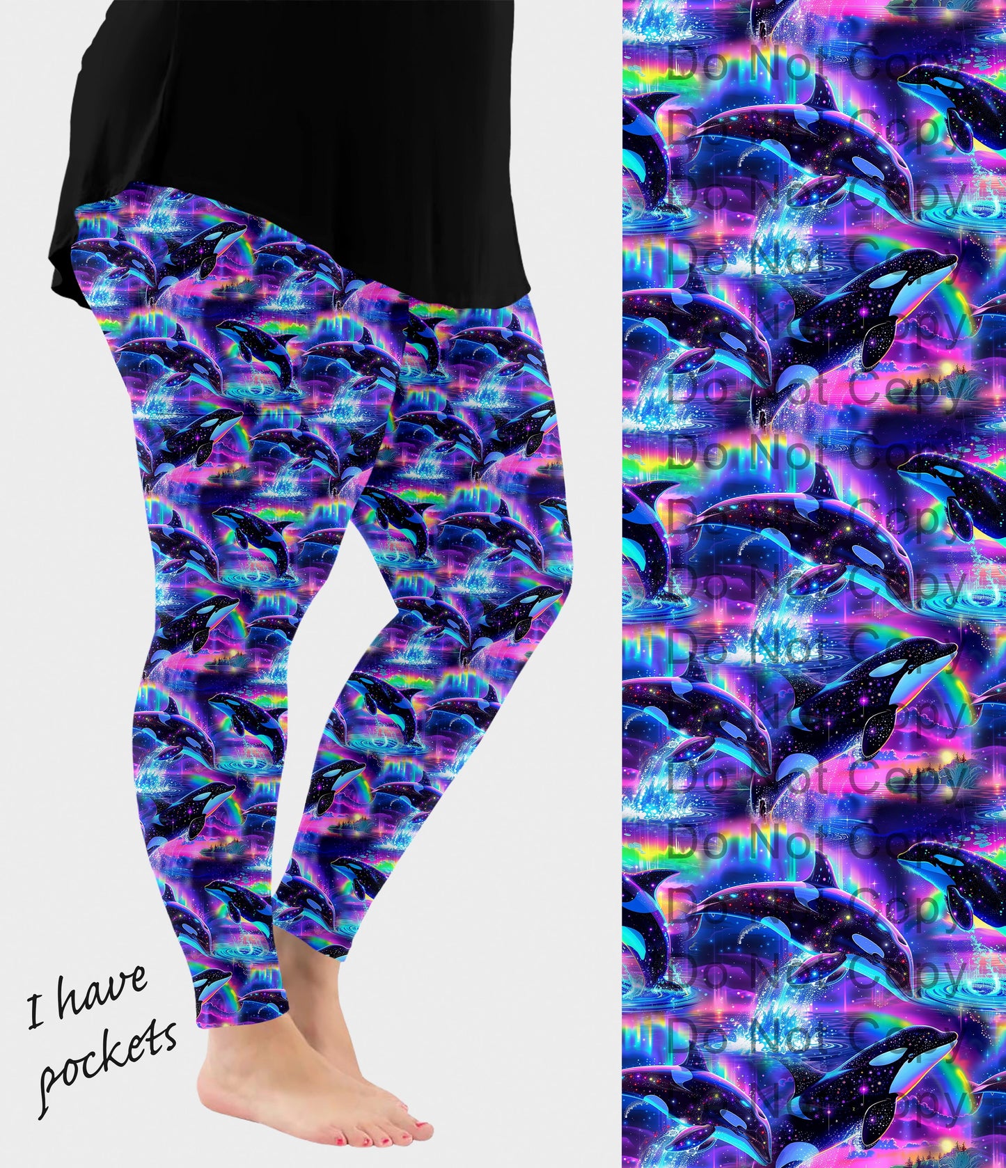 RTS - Rainbow Orcas Leggings with Pockets - Like A Duchess