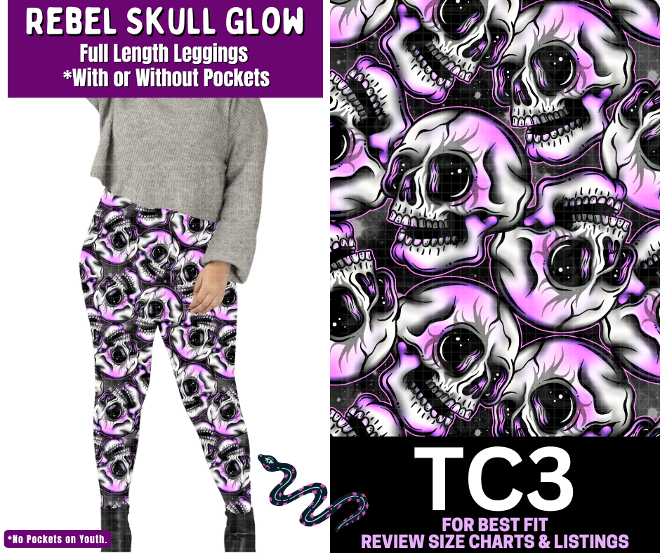 Rebel Skull Glow Full Length Leggings w/ Pockets - Like A Duchess