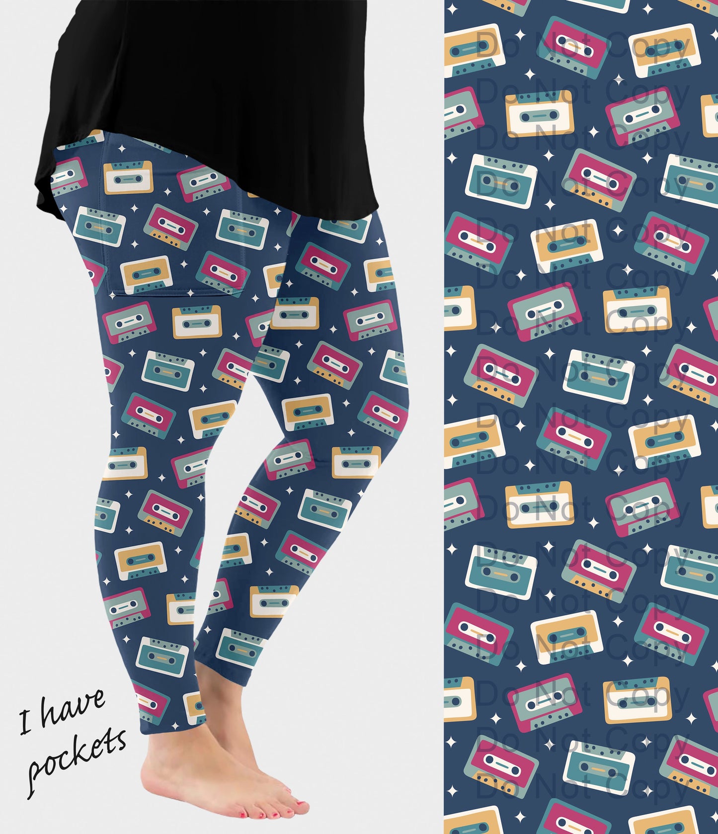 RTS - Retro Cassette Tapes Leggings with Pockets - Like A Duchess