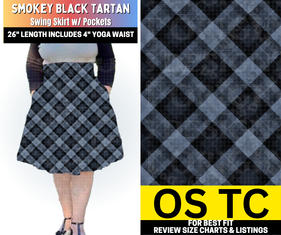 Smokey Black Tartan Swing Skirt - Like A Duchess