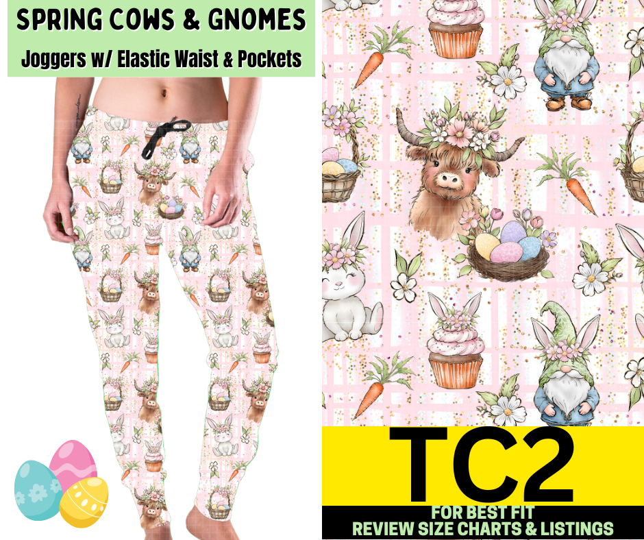 Spring Cows & Gnomes Joggers - Like A Duchess