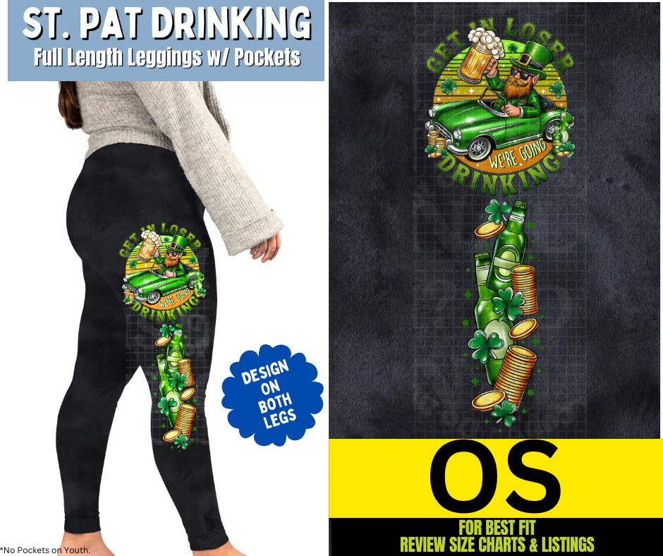 St. Pat Drinking Watercolor Full Length Leggings w/ Pockets - Like A Duchess