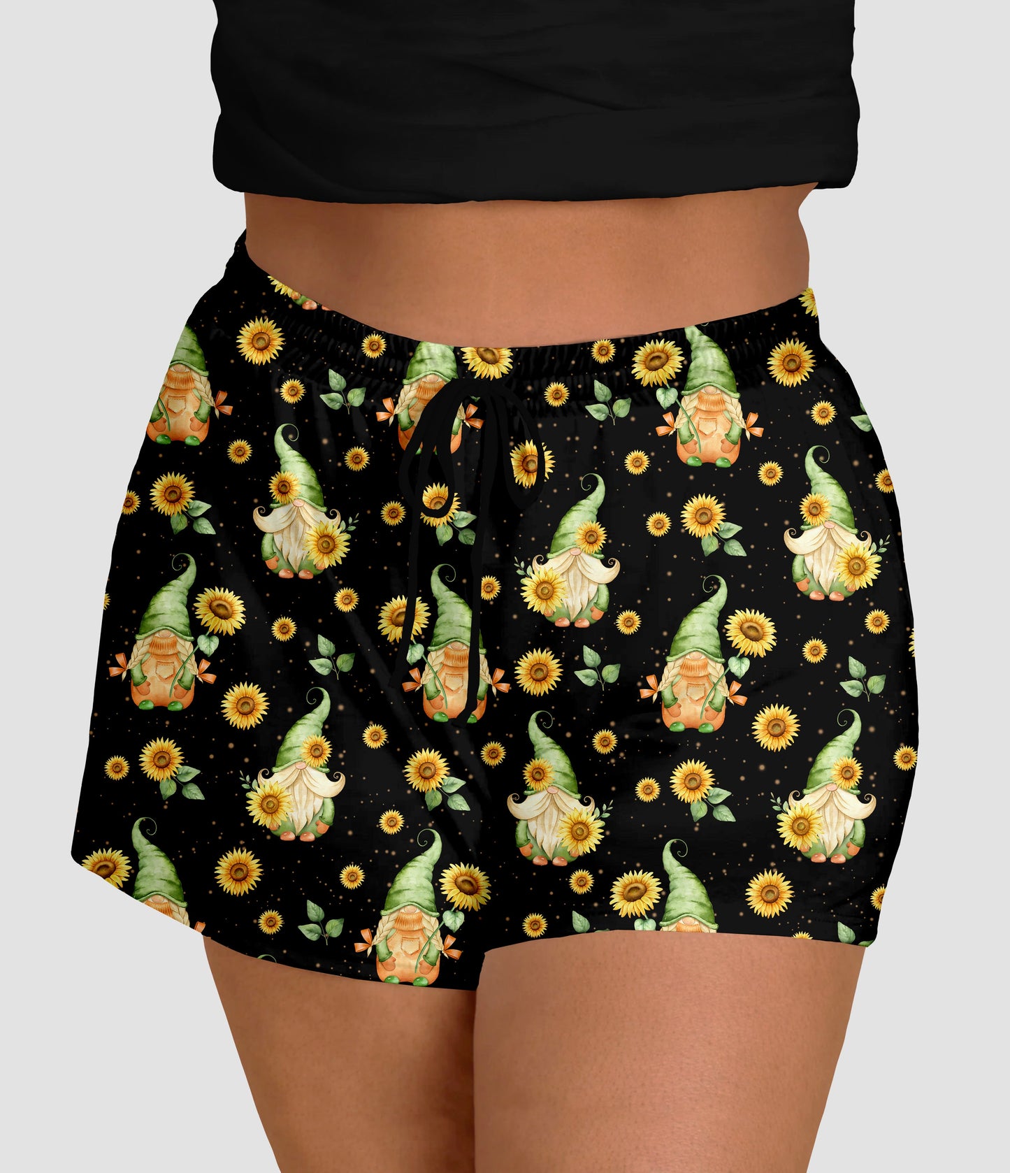 RTS - Sunflower Field Gnomes Jogger Shorts - Like A Duchess