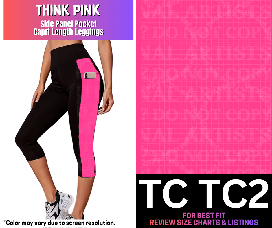 Think Pink Side Panel Pocket Capri Length Leggings - Like A Duchess