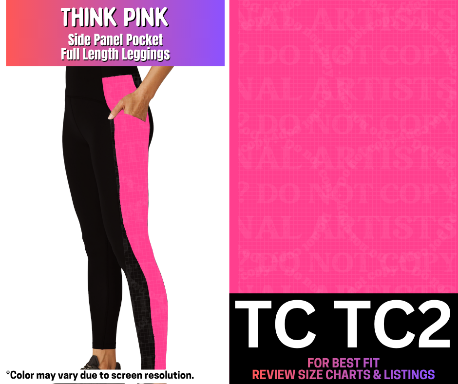 Think Pink Side Panel Pocket Full Length Leggings - Like A Duchess