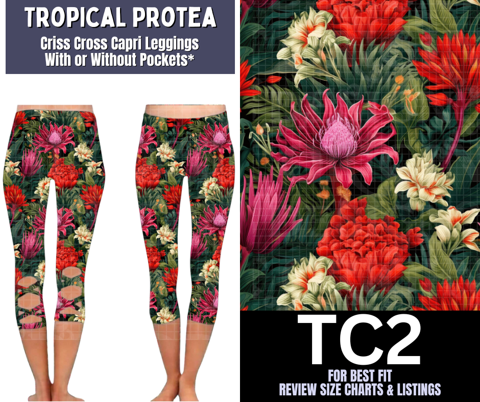 Tropical Protea Criss Cross Capri w/ Pockets - Like A Duchess