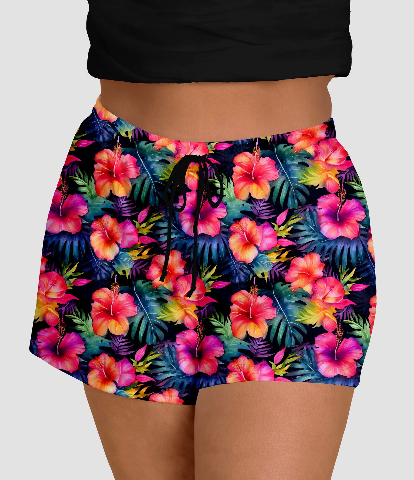 RTS - Tropical Hibiscus Jogger Shorts - Like A Duchess