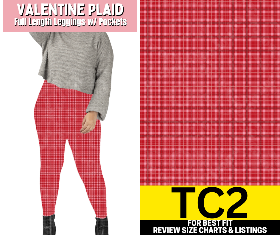 Valentine Plaid Full Length Leggings w/ Pockets - Like A Duchess
