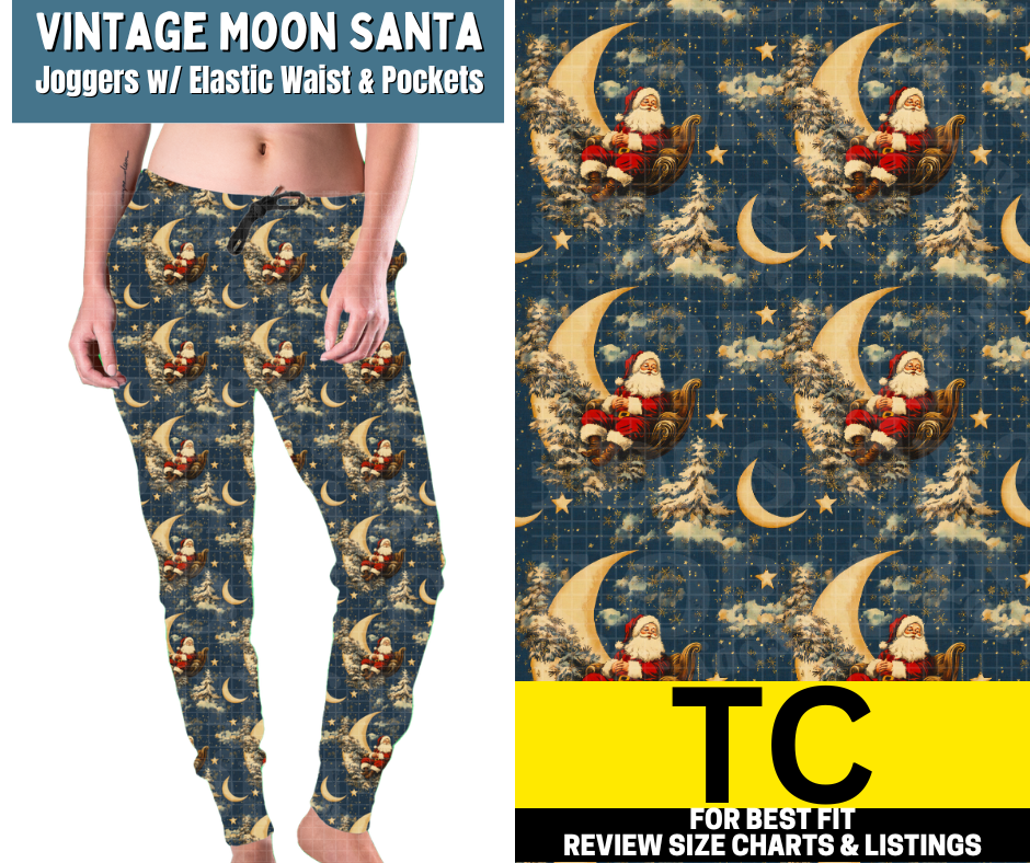 Vintage Moon Santa Fleece Joggers - Like A Duchess
