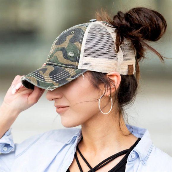 LIME/PINK/BLUE TYE DYE PONY TAIL HAT - Like A Duchess