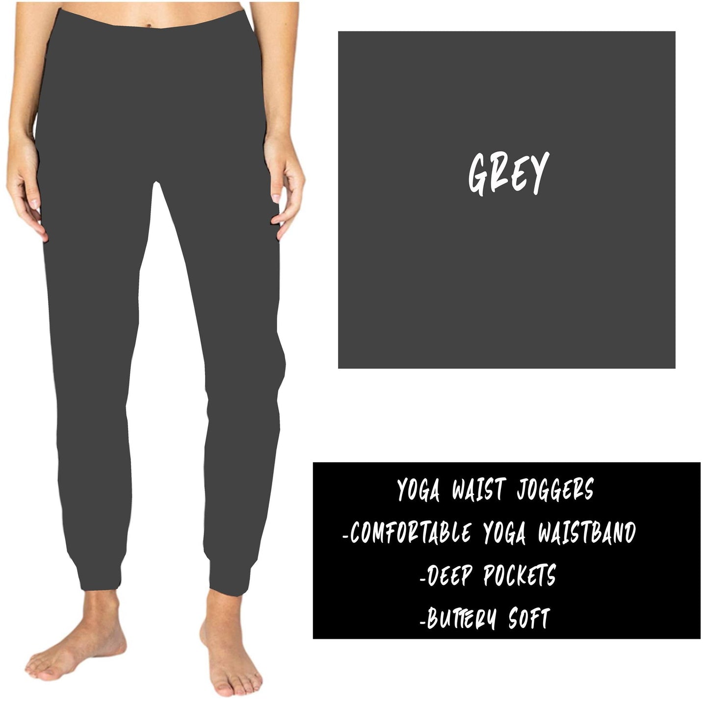 SOLID CHARCOAL GREY YOGA WAIST JOGGERS (ADULTS/KIDS) - Like A Duchess