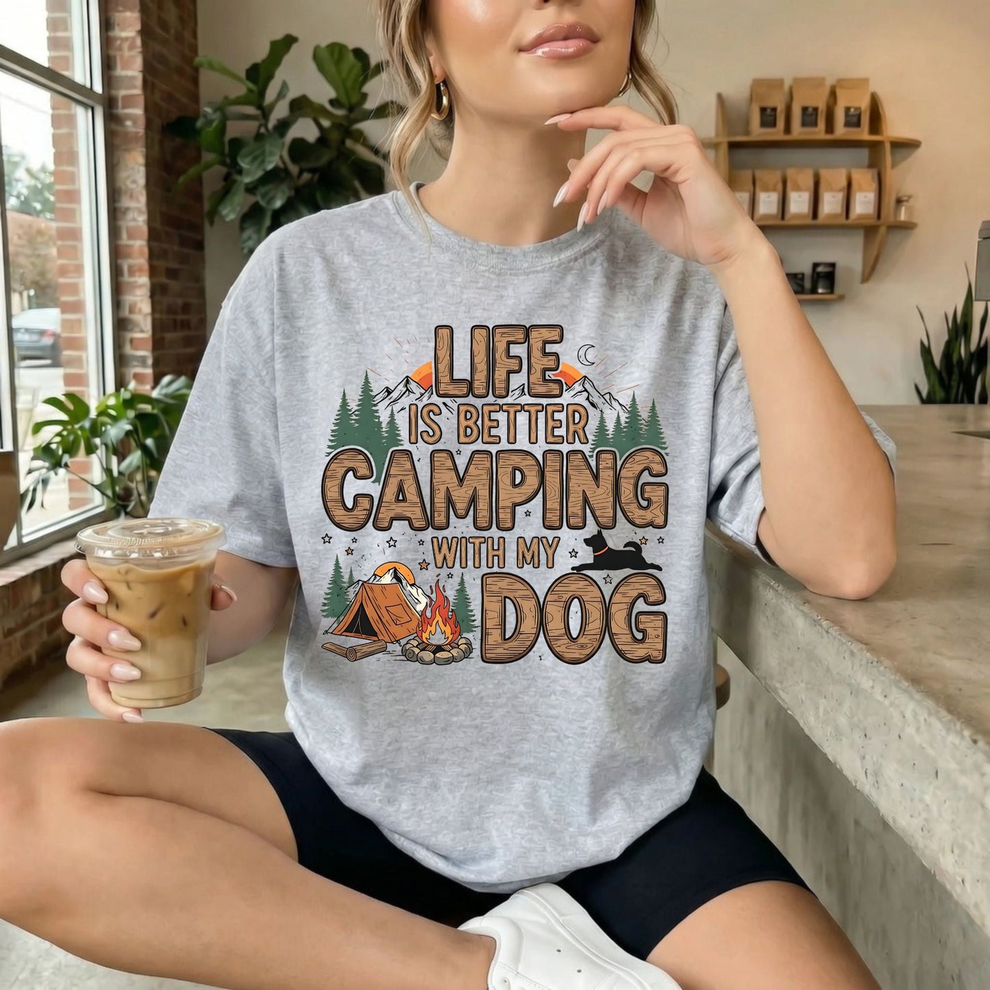 Camping With My Dog Tshirt - Like A Duchess