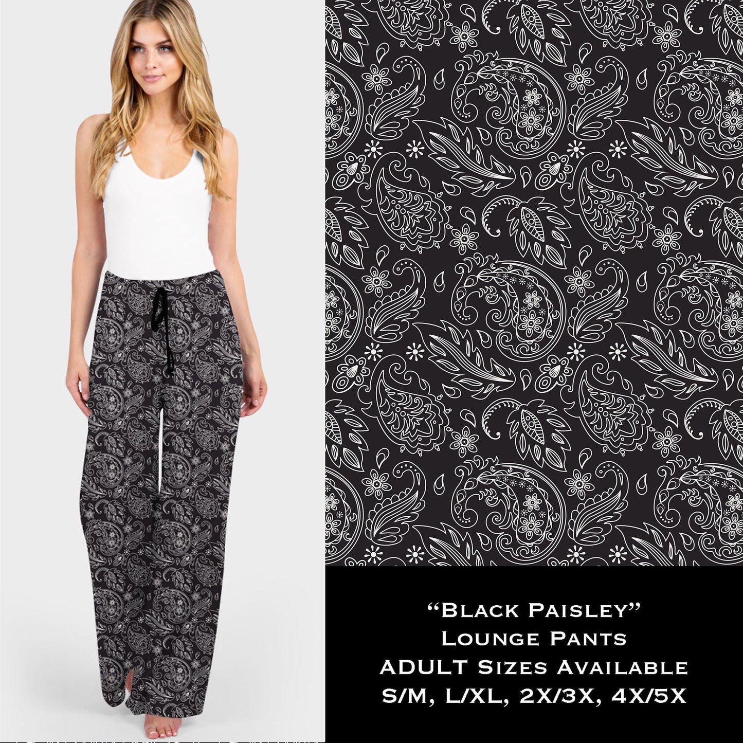 Black Paisley - Lounge Pants - Like A Duchess