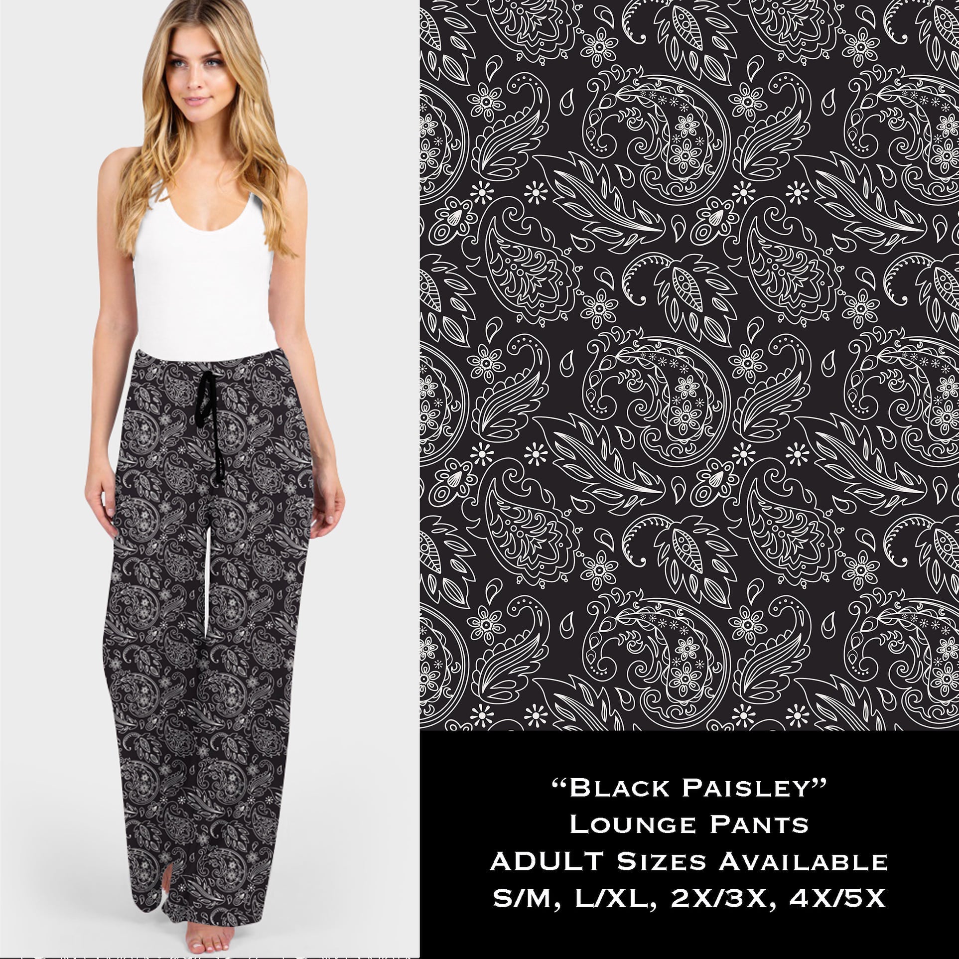 Black Paisley - Lounge Pants - Like A Duchess