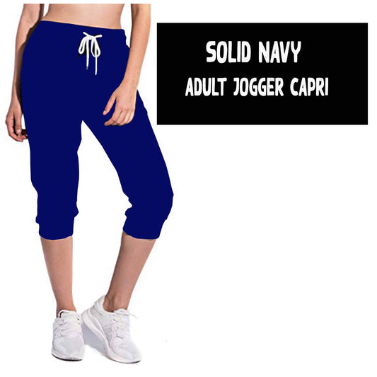 SOLID NAVY-JOGGER CAPRI - Like A Duchess