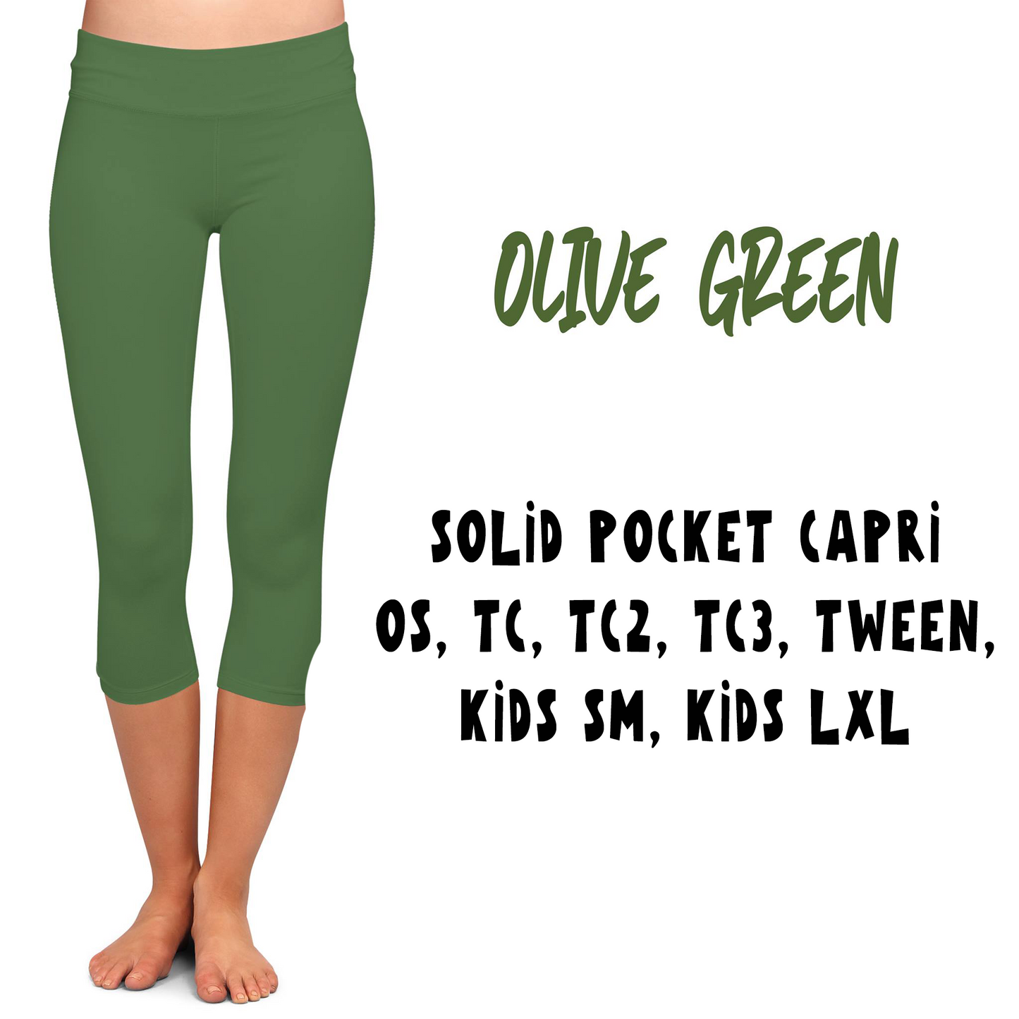 SPC RUN-OLIVE GREEN- POCKET CAPRI- 2 OPTION - Like A Duchess